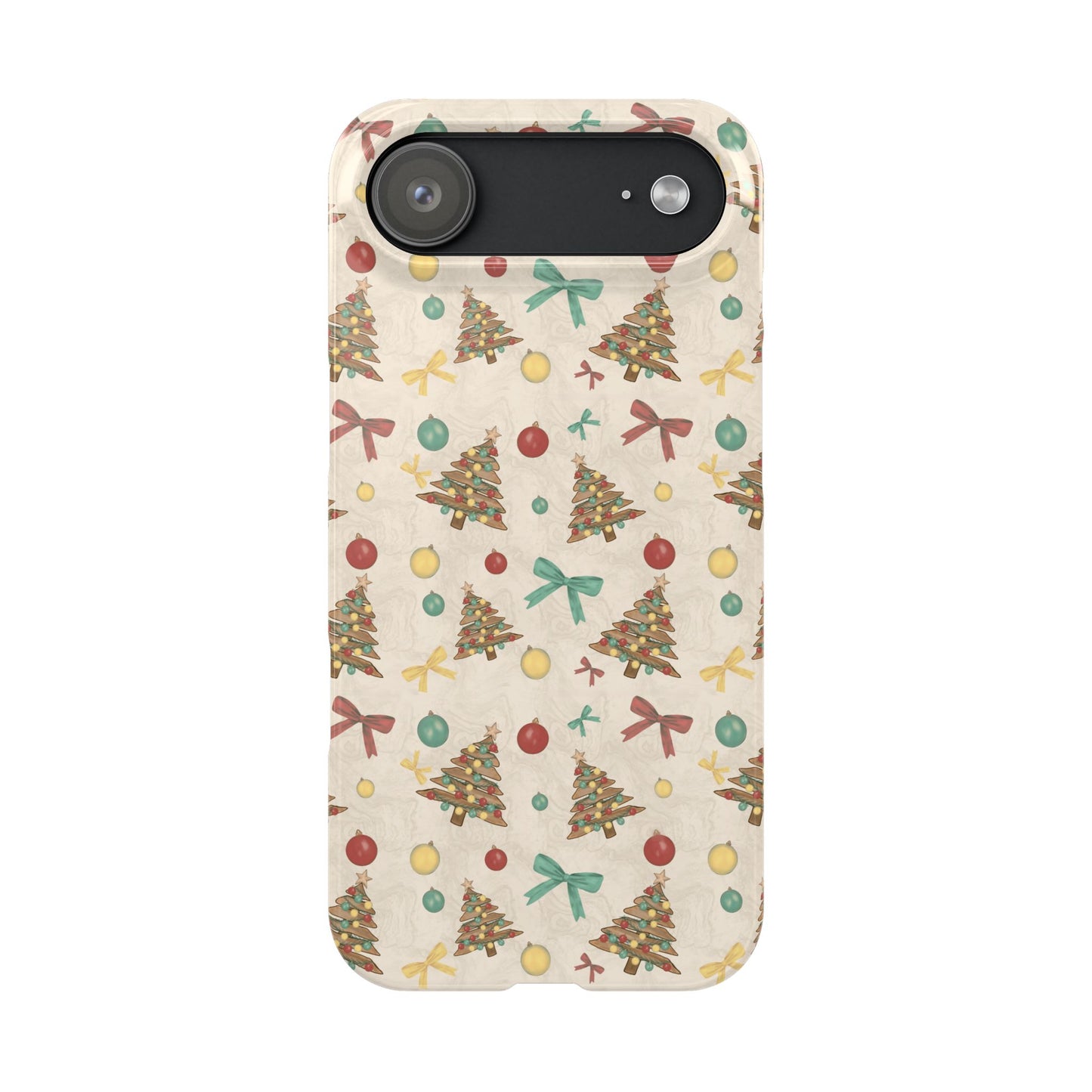 Driftwood Christmas Tree iPhone Case - Coastal Holiday Phone Cover, Hand Drawn Pattern, Rustic Beach Christmas Gift