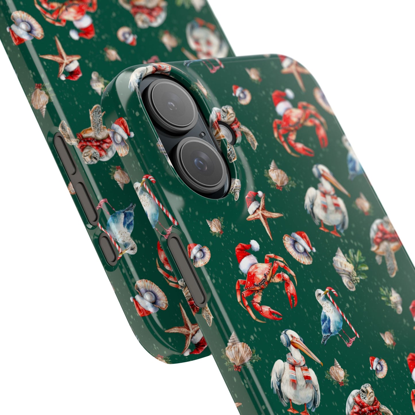 Coastal Birds Slim Phone Case, Shellfish Holiday Design, Festive Coastal Accessories, Beachy Phone Cover, Ocean Lover Gift, Nautical Phone