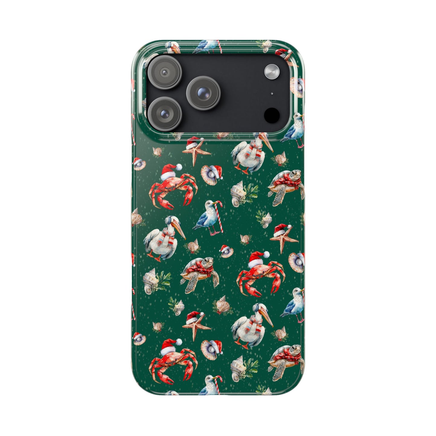 Coastal Birds Slim Phone Case, Shellfish Holiday Design, Festive Coastal Accessories, Beachy Phone Cover, Ocean Lover Gift, Nautical Phone