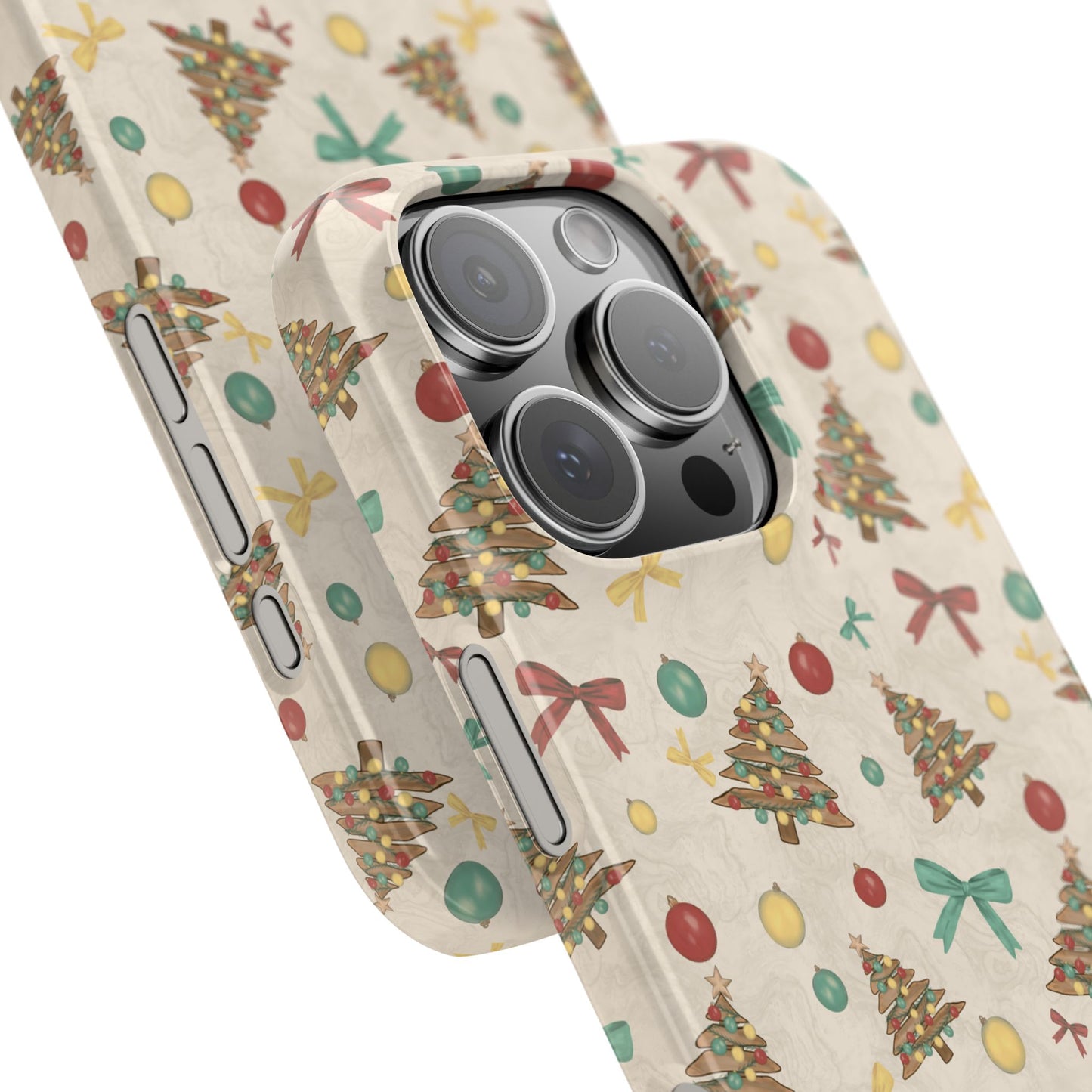 Driftwood Christmas Tree iPhone Case - Coastal Holiday Phone Cover, Hand Drawn Pattern, Rustic Beach Christmas Gift