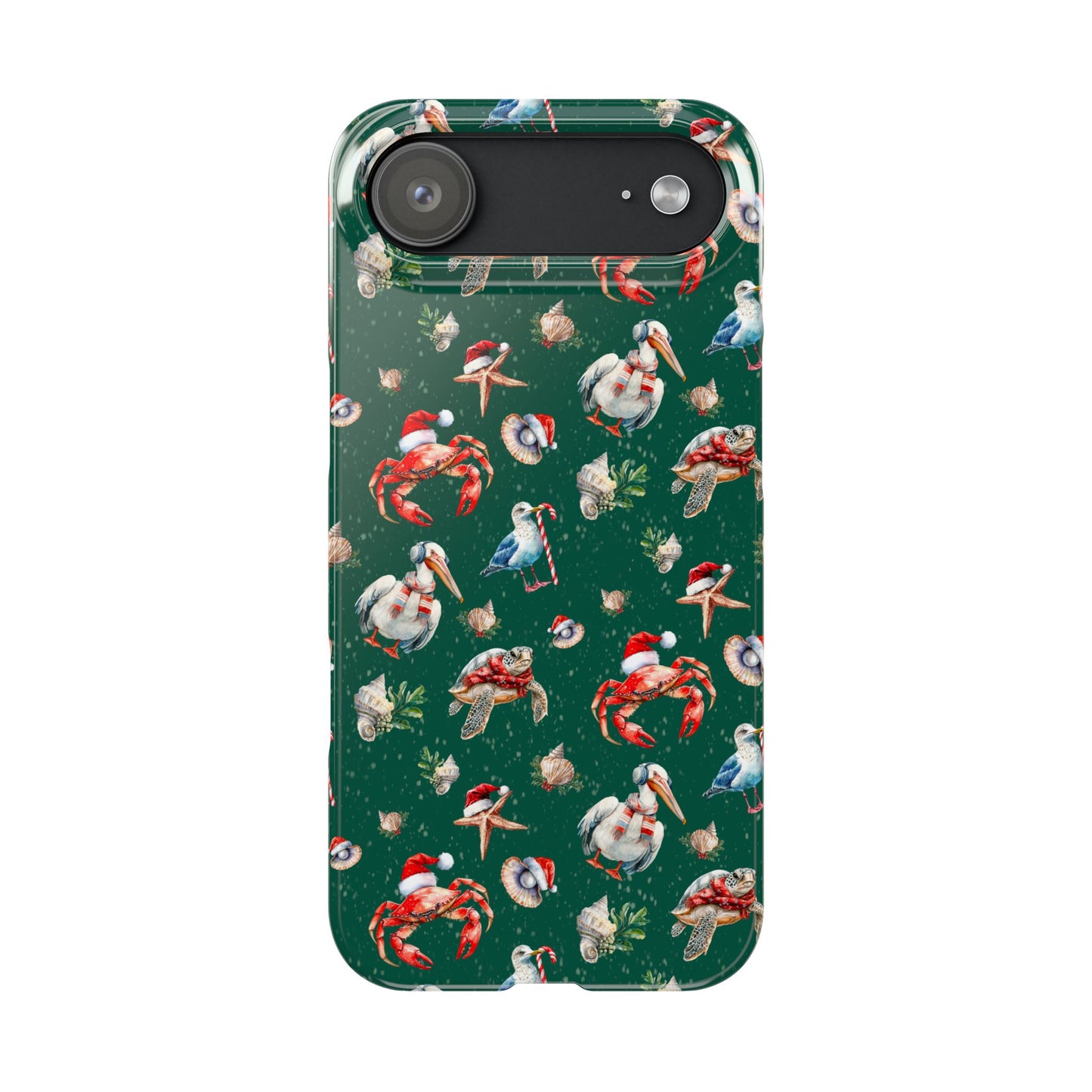 Coastal Birds Slim Phone Case, Shellfish Holiday Design, Festive Coastal Accessories, Beachy Phone Cover, Ocean Lover Gift, Nautical Phone