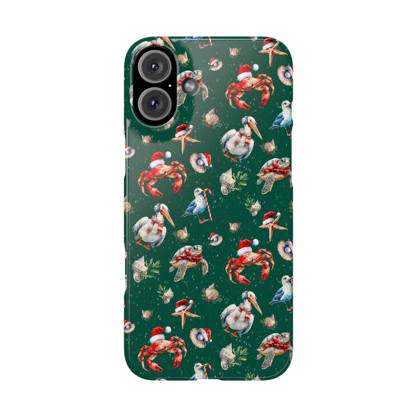 Coastal Birds Slim Phone Case, Shellfish Holiday Design, Festive Coastal Accessories, Beachy Phone Cover, Ocean Lover Gift, Nautical Phone