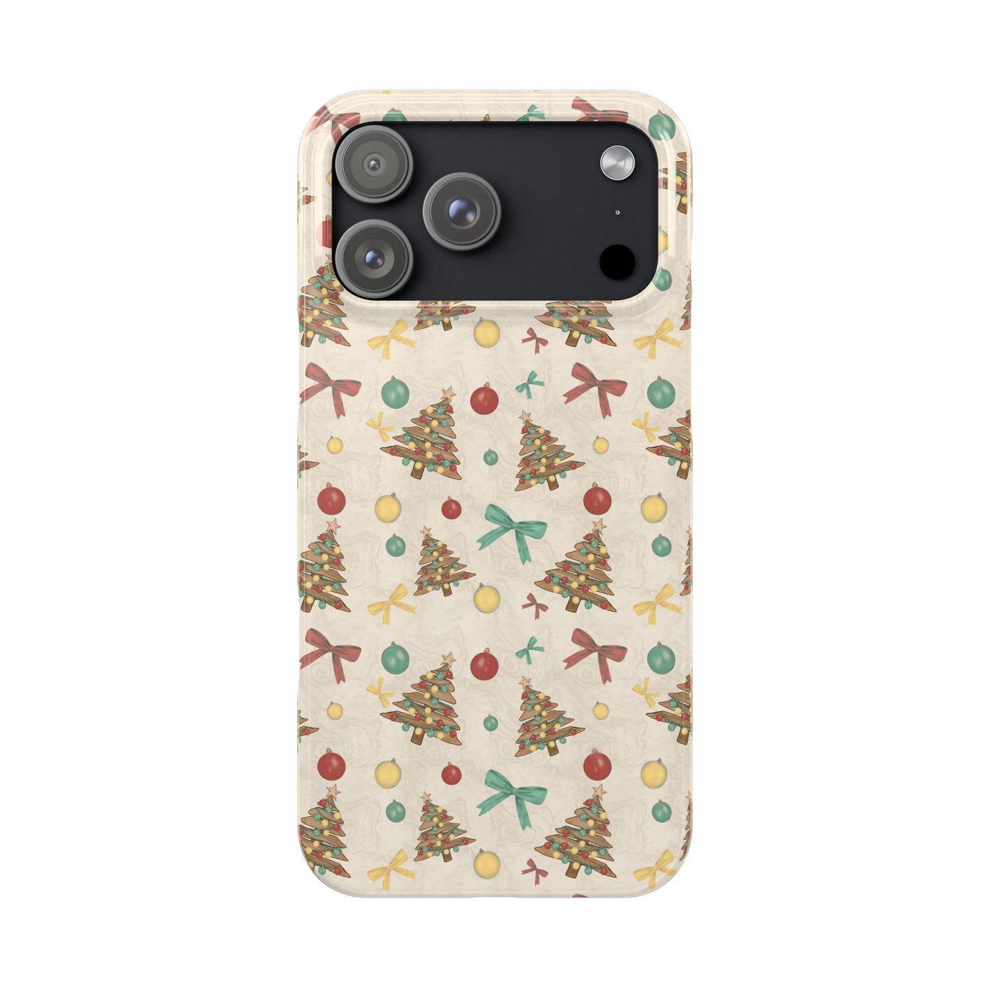 Driftwood Christmas Tree iPhone Case - Coastal Holiday Phone Cover, Hand Drawn Pattern, Rustic Beach Christmas Gift