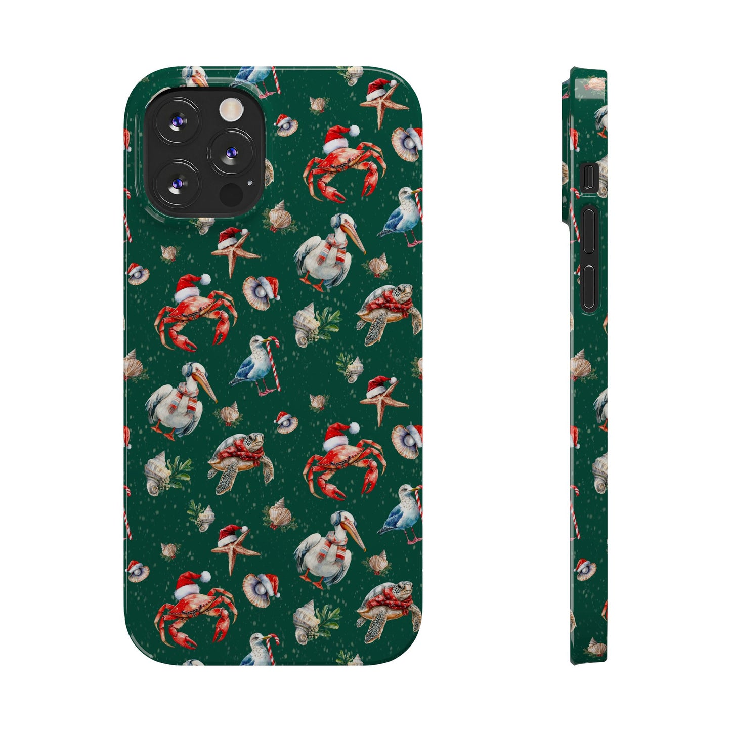Coastal Birds Slim Phone Case, Shellfish Holiday Design, Festive Coastal Accessories, Beachy Phone Cover, Ocean Lover Gift, Nautical Phone