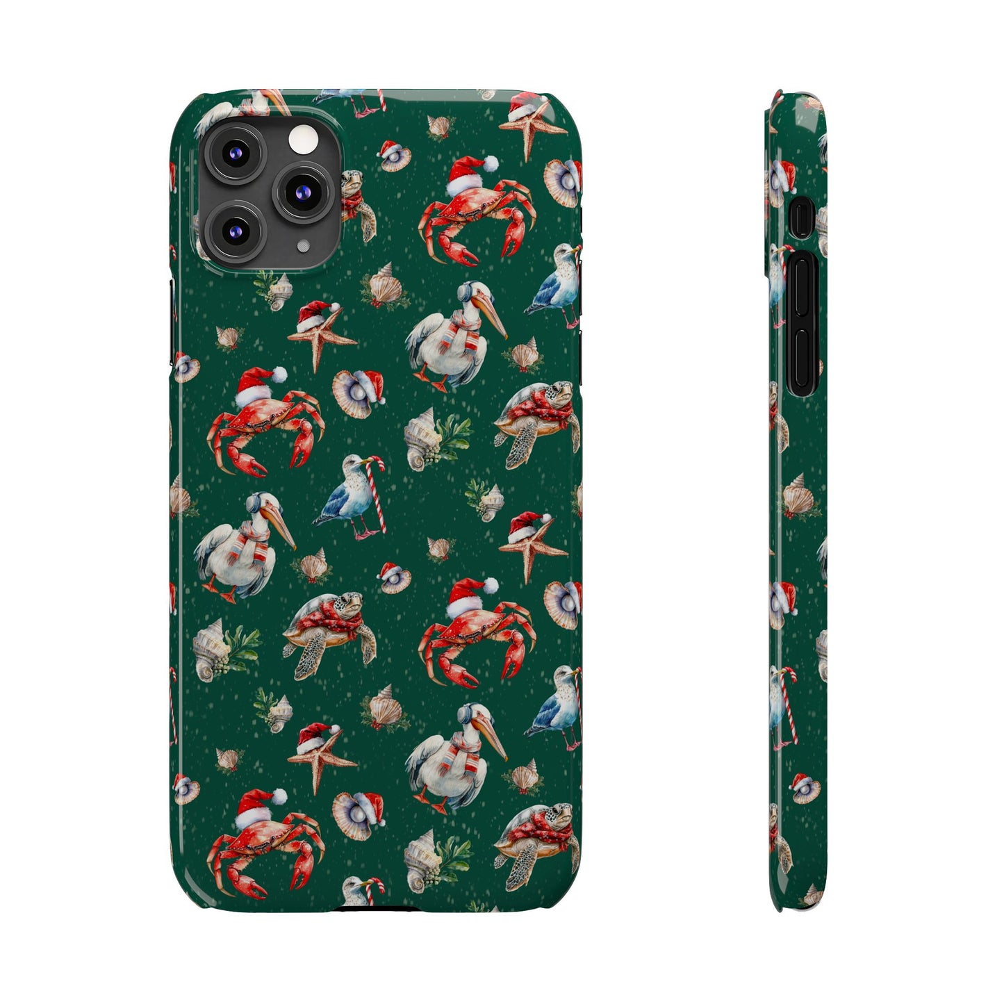 Coastal Birds Slim Phone Case, Shellfish Holiday Design, Festive Coastal Accessories, Beachy Phone Cover, Ocean Lover Gift, Nautical Phone
