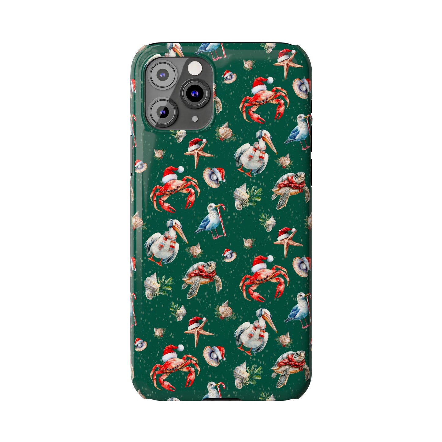 Coastal Birds Slim Phone Case, Shellfish Holiday Design, Festive Coastal Accessories, Beachy Phone Cover, Ocean Lover Gift, Nautical Phone