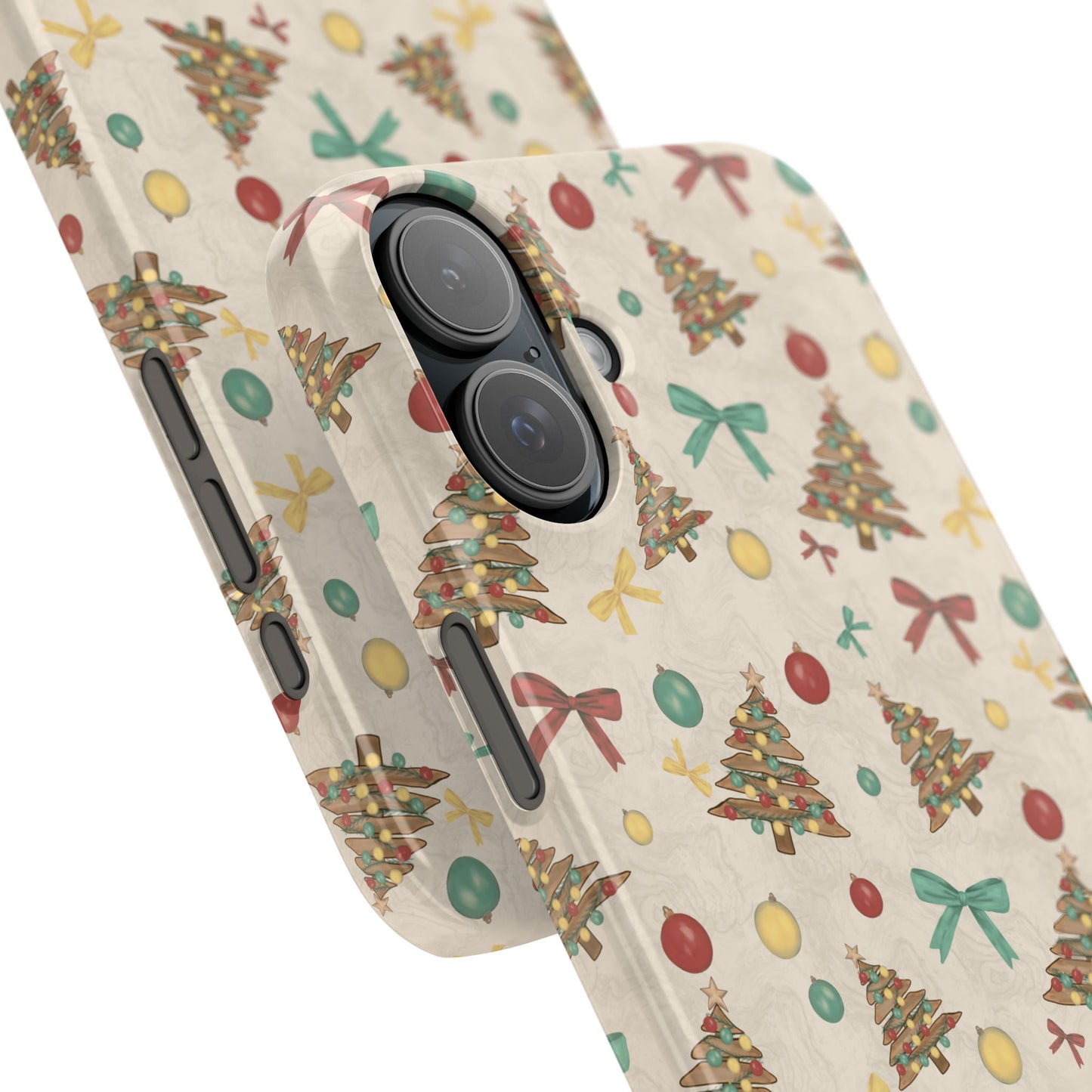 Driftwood Christmas Tree iPhone Case - Coastal Holiday Phone Cover, Hand Drawn Pattern, Rustic Beach Christmas Gift