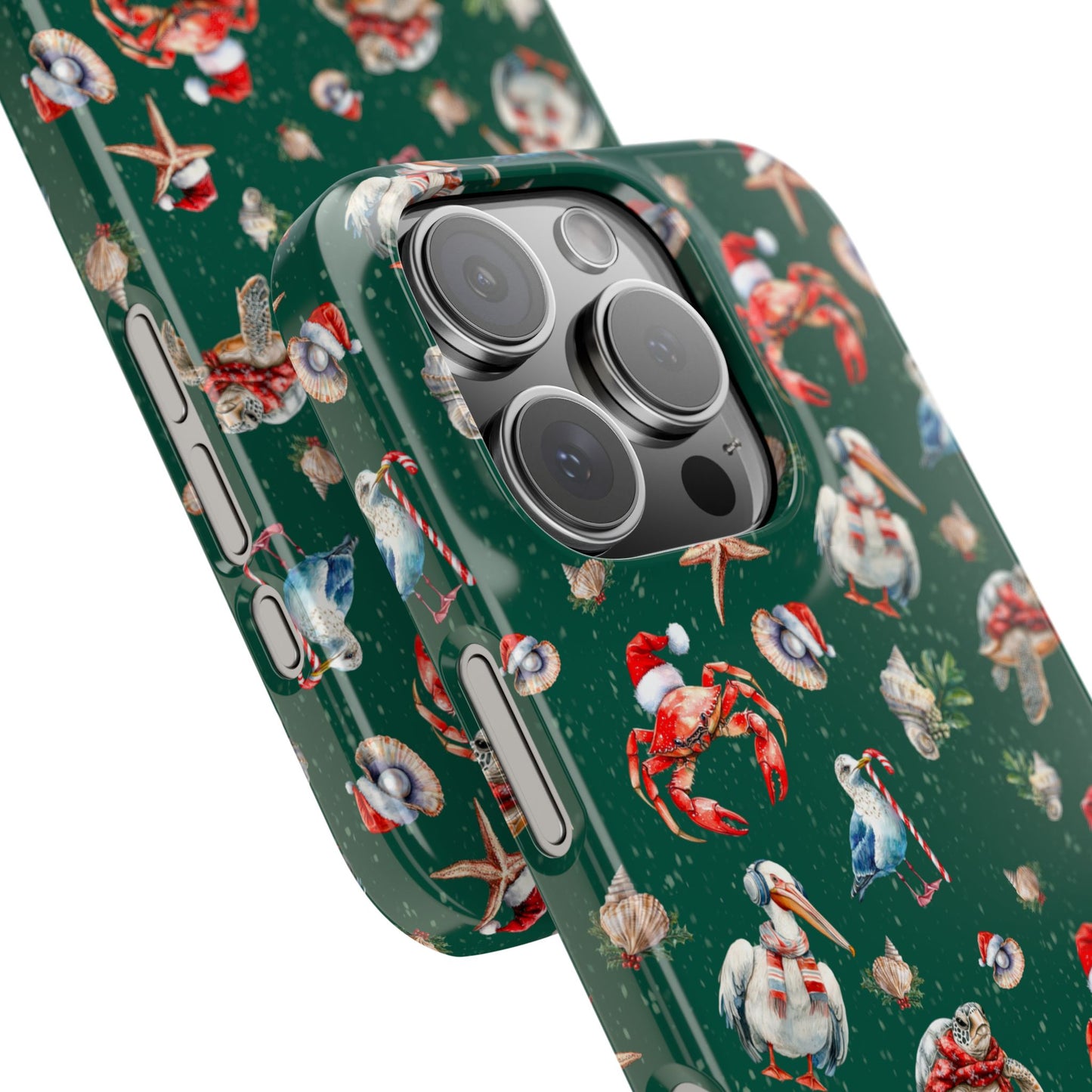 Coastal Birds Slim Phone Case, Shellfish Holiday Design, Festive Coastal Accessories, Beachy Phone Cover, Ocean Lover Gift, Nautical Phone