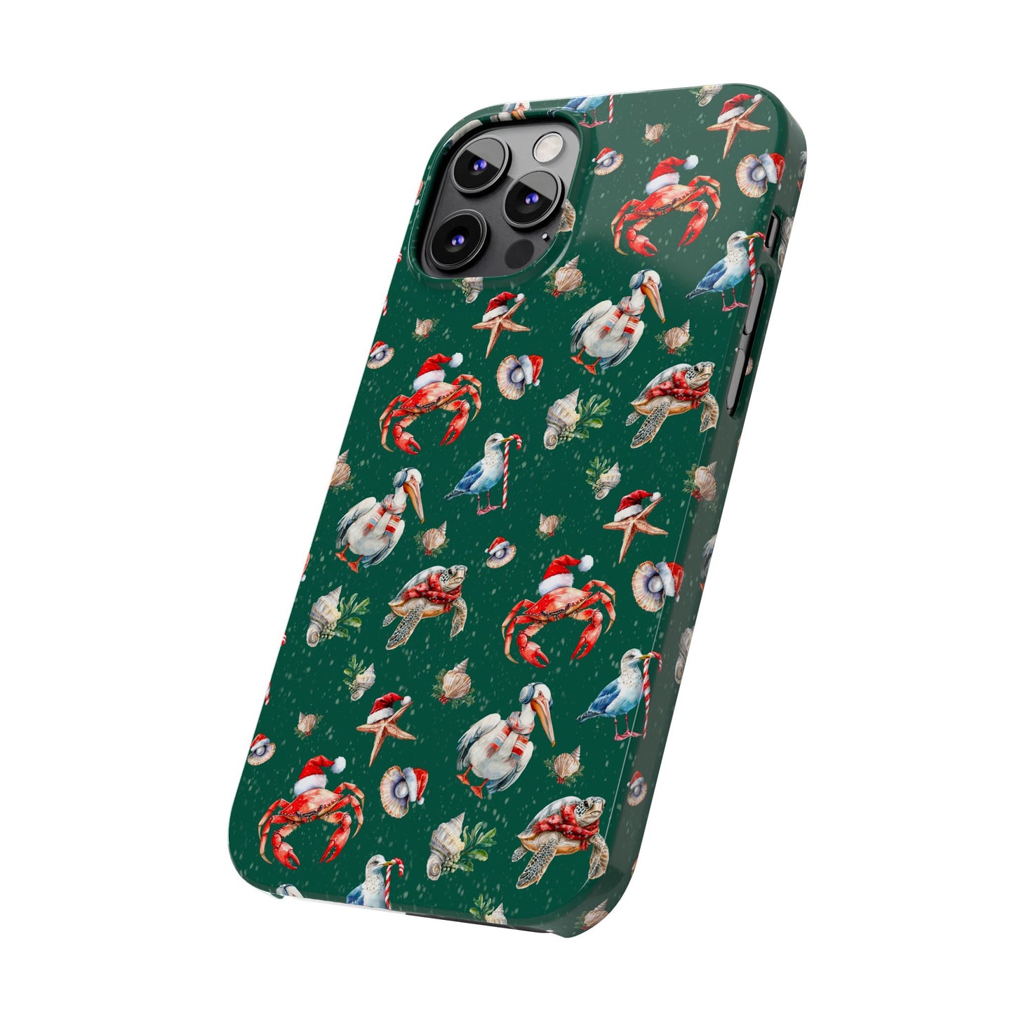 Coastal Birds Slim Phone Case, Shellfish Holiday Design, Festive Coastal Accessories, Beachy Phone Cover, Ocean Lover Gift, Nautical Phone