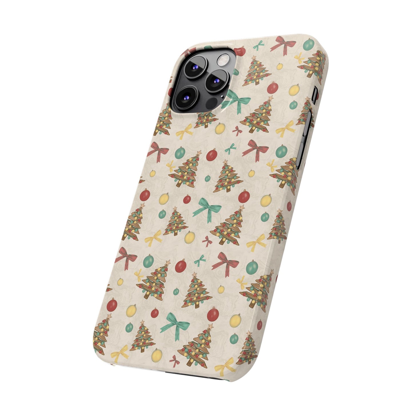 Driftwood Christmas Tree iPhone Case - Coastal Holiday Phone Cover, Hand Drawn Pattern, Rustic Beach Christmas Gift