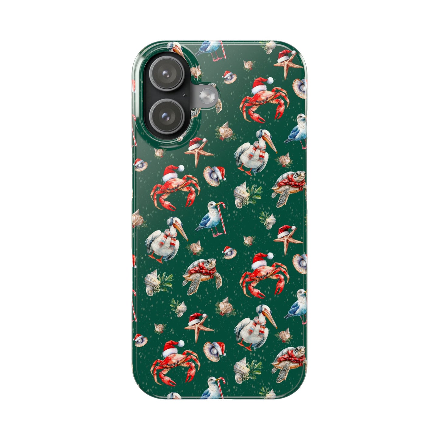 Coastal Birds Slim Phone Case, Shellfish Holiday Design, Festive Coastal Accessories, Beachy Phone Cover, Ocean Lover Gift, Nautical Phone