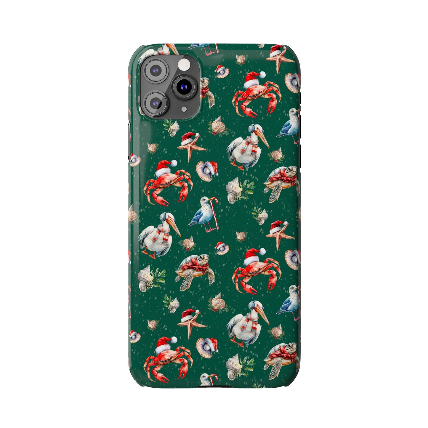 Coastal Birds Slim Phone Case, Shellfish Holiday Design, Festive Coastal Accessories, Beachy Phone Cover, Ocean Lover Gift, Nautical Phone
