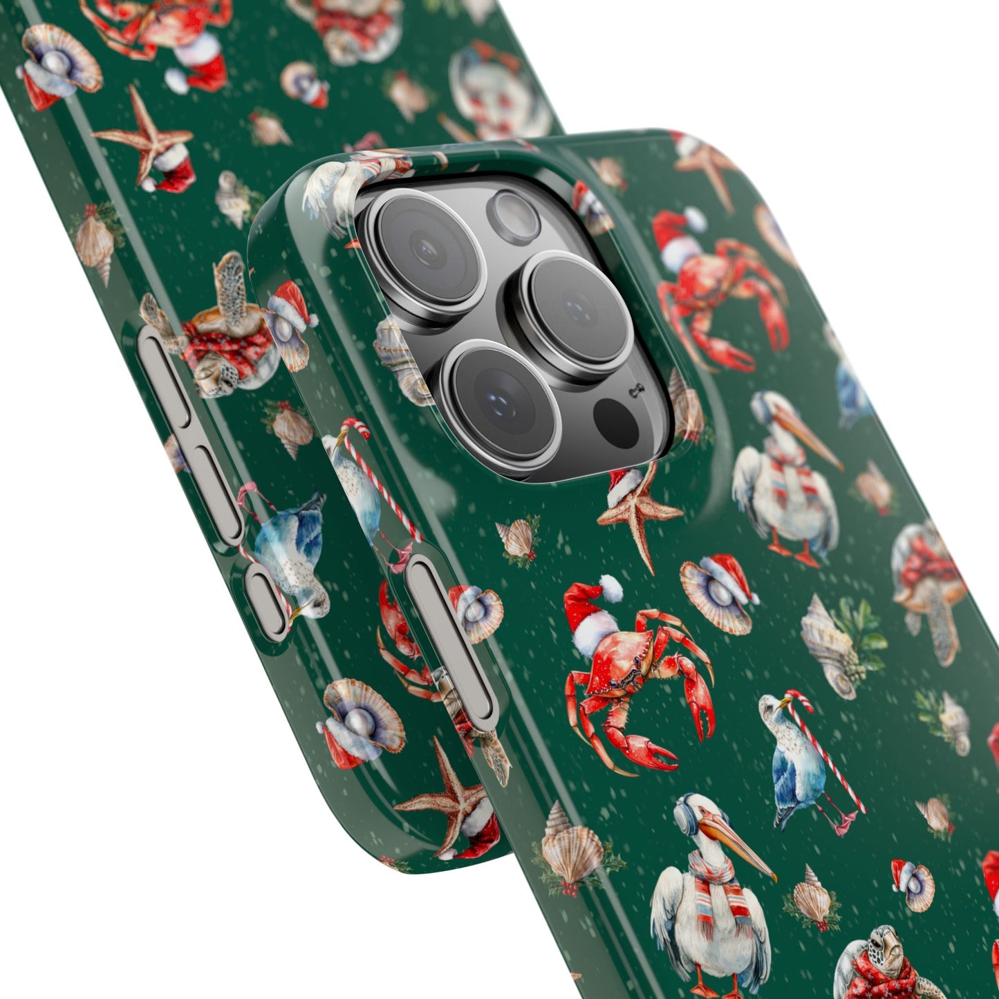 Coastal Birds Slim Phone Case, Shellfish Holiday Design, Festive Coastal Accessories, Beachy Phone Cover, Ocean Lover Gift, Nautical Phone