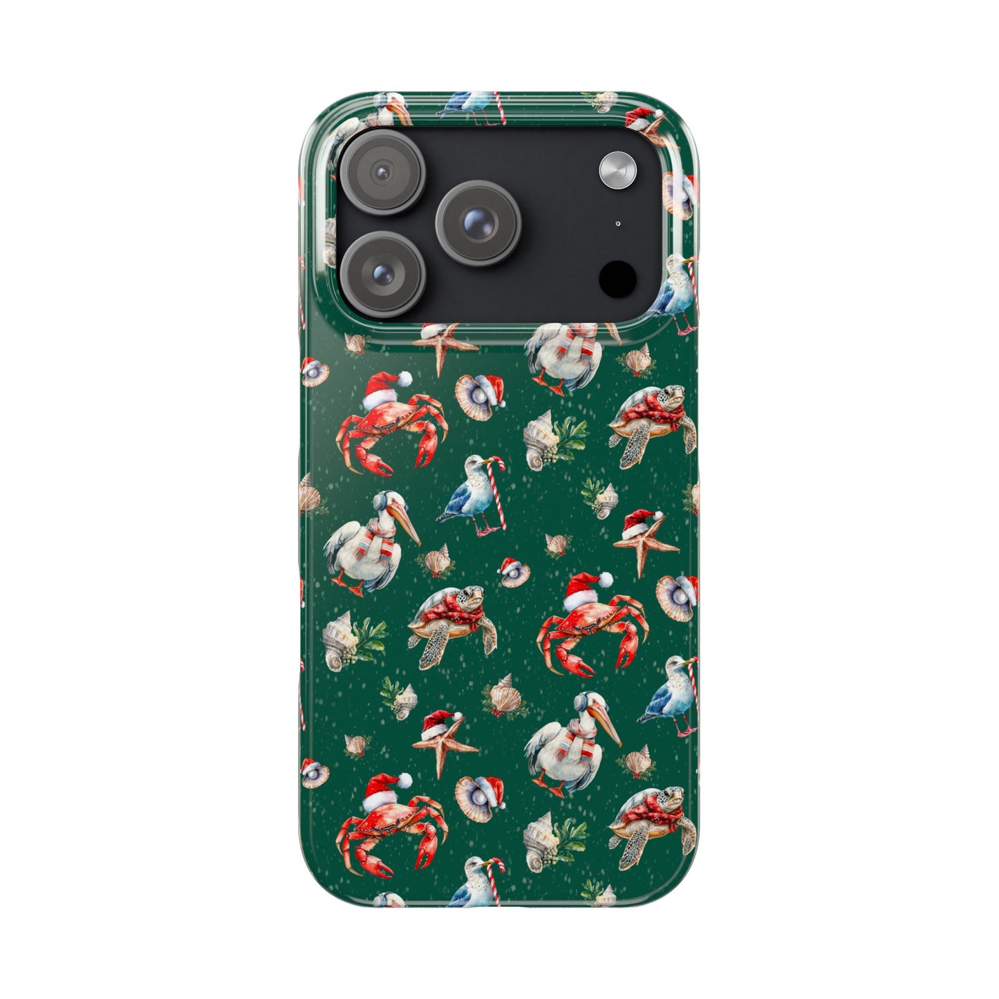 Coastal Birds Slim Phone Case, Shellfish Holiday Design, Festive Coastal Accessories, Beachy Phone Cover, Ocean Lover Gift, Nautical Phone