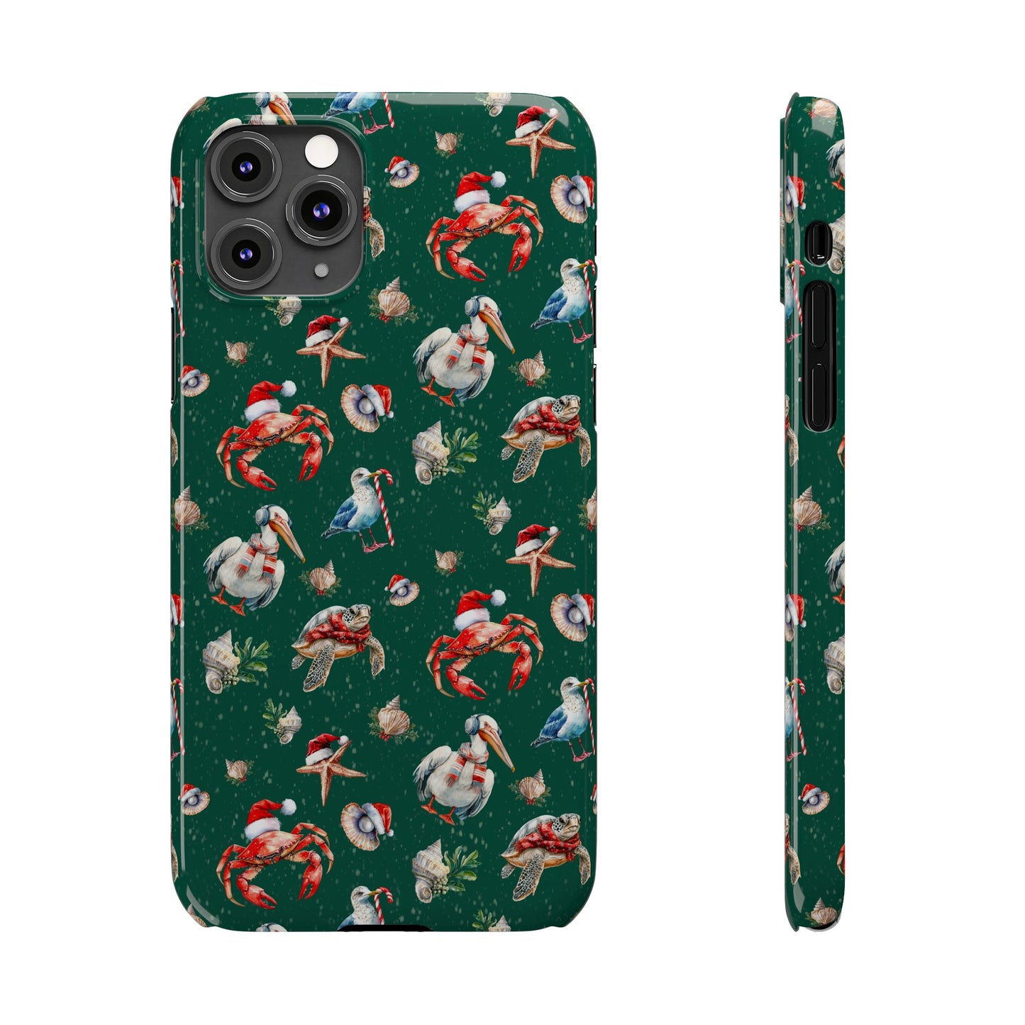 Coastal Birds Slim Phone Case, Shellfish Holiday Design, Festive Coastal Accessories, Beachy Phone Cover, Ocean Lover Gift, Nautical Phone