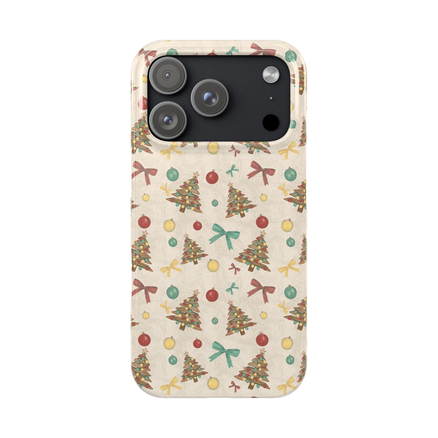 Driftwood Christmas Tree iPhone Case - Coastal Holiday Phone Cover, Hand Drawn Pattern, Rustic Beach Christmas Gift