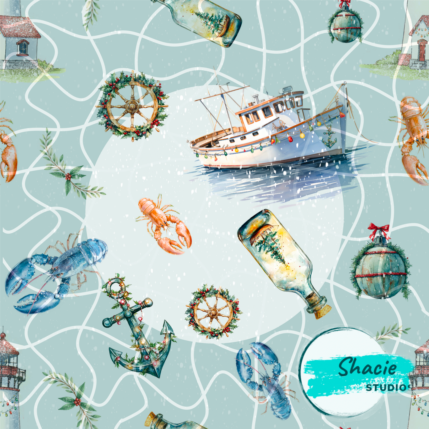 A Very Merry Coastal Christmas Pattern